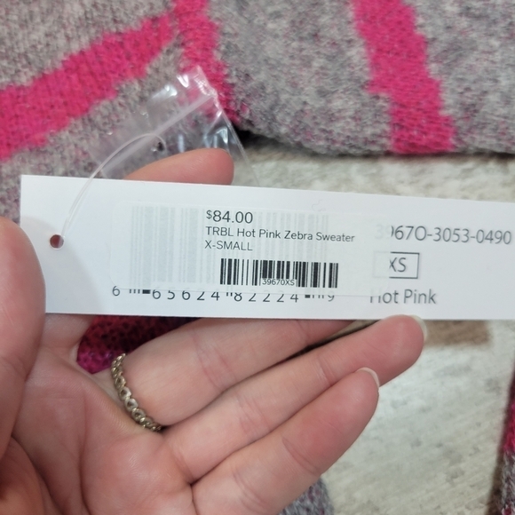 Tribal Hot Pink Zebra Tiger Stripe Knit Sweater Size XS - Picture 5 of 9